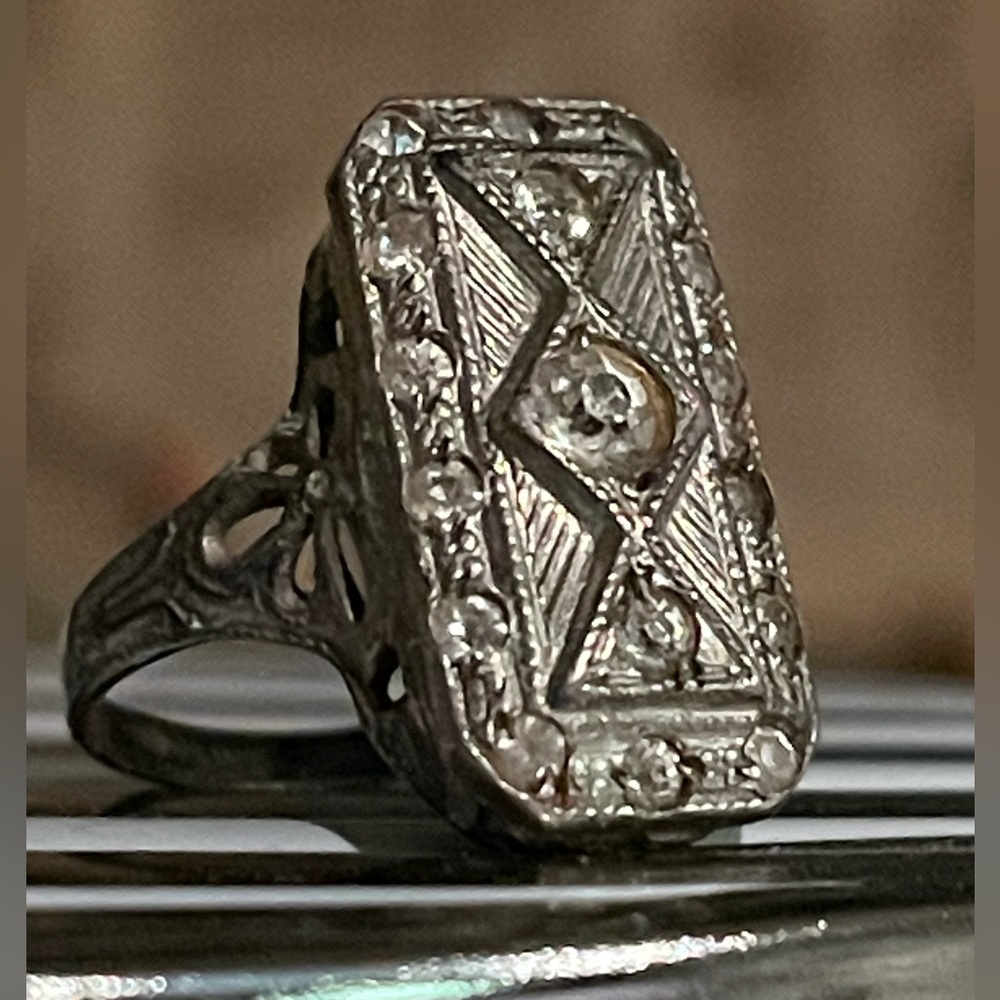 Vintage Estate Art Deco Modernist Sterling Silver Multi Stone Ring